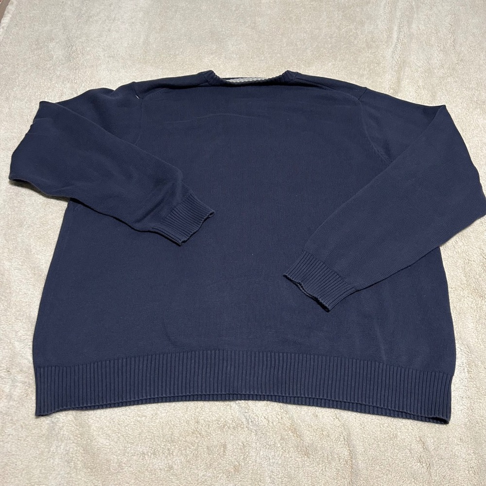Duluth Trading Co Sweater Mens 2XL Navy Blue Cotton Blend Ribbed Crew Neck 1035 - Picture 3 of 8